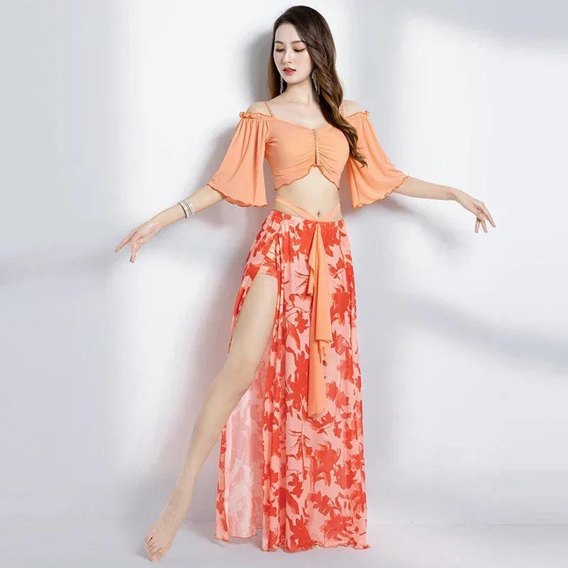 

Belly Dance Top Long Skirt Set Sexy Women Clothes Dance Suit Carnaval Disfraces Adults Stage Costume Women Vestidos De Baile