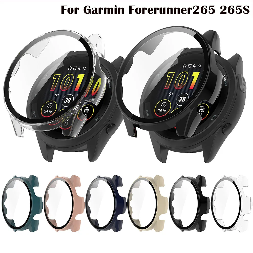 Full Protective Case For Garmin Forerunner 965 Forerunner 265 265S Screen Protector case Cover pc 2in1 Shell+tempered glass Film