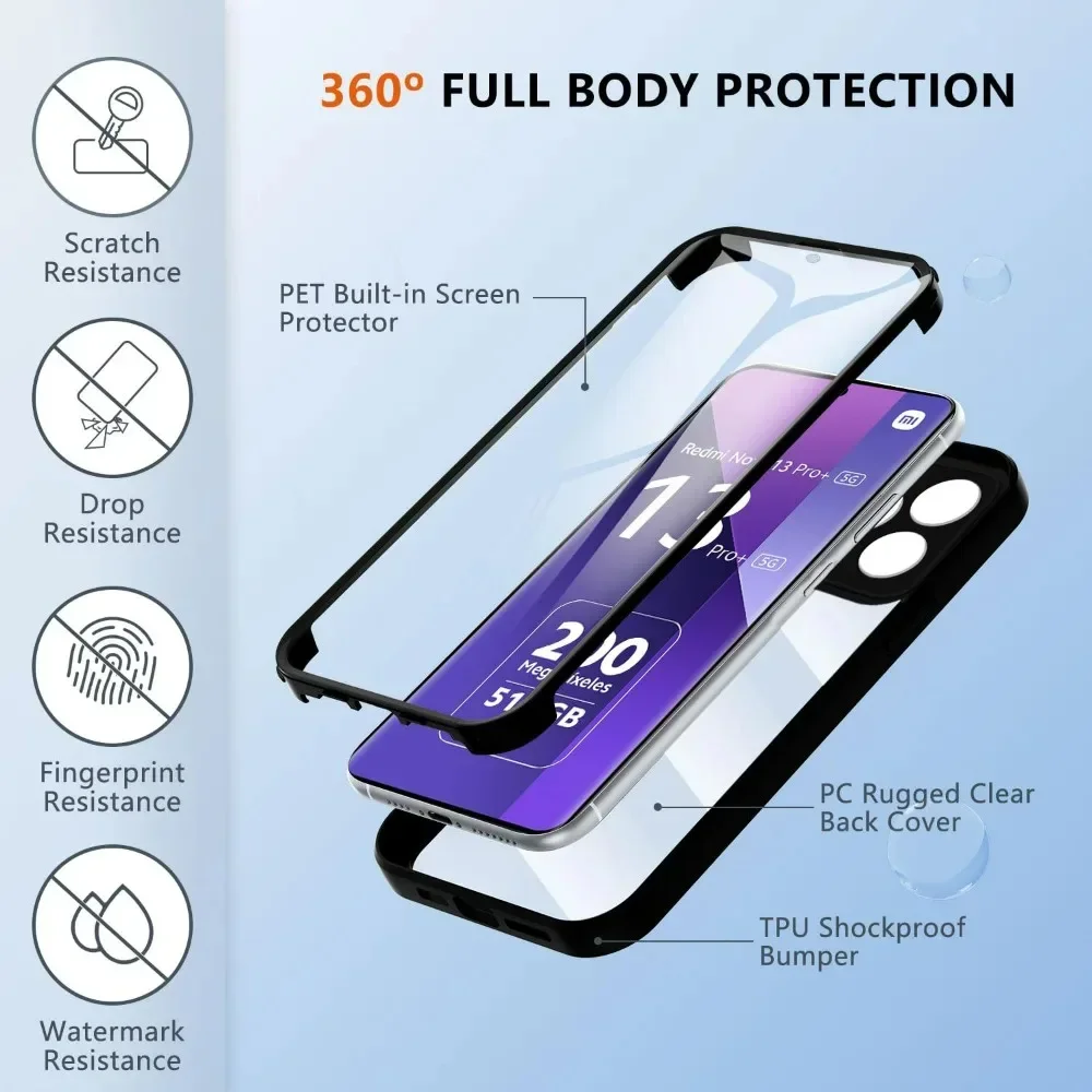 جراب واقي شاشة لكامل الجسم ، غطاء لشاومي ريدمي نوت 13 برو بلس 5G 13 12s 11 10 Pro 10s 11s Redmi 10 10C 12 13C