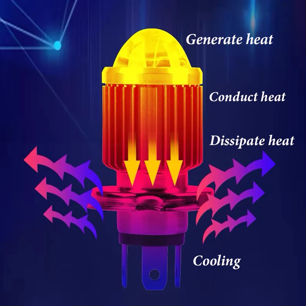 Motorcycle Headlight LED Bulb BA20D H6 H4 Light Auxiliary Lights Three Claw Double Fog Modified Lamp