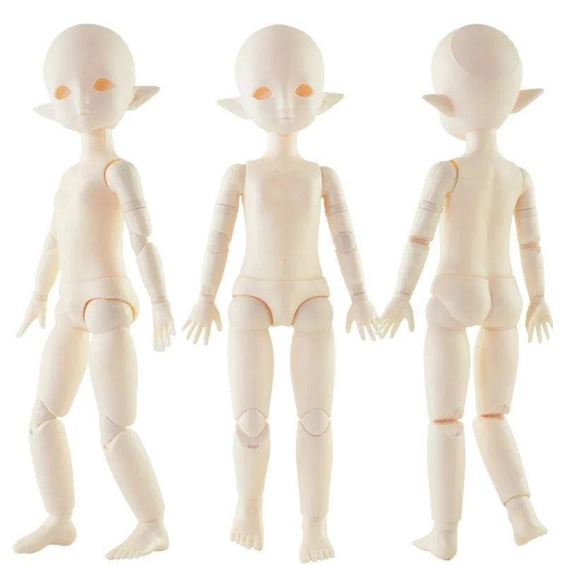 Elf Doll Toys for Children, Olhos Negros com Articulações de Maquiagem, Pele Branca, 1:6 Bjd, 28cm