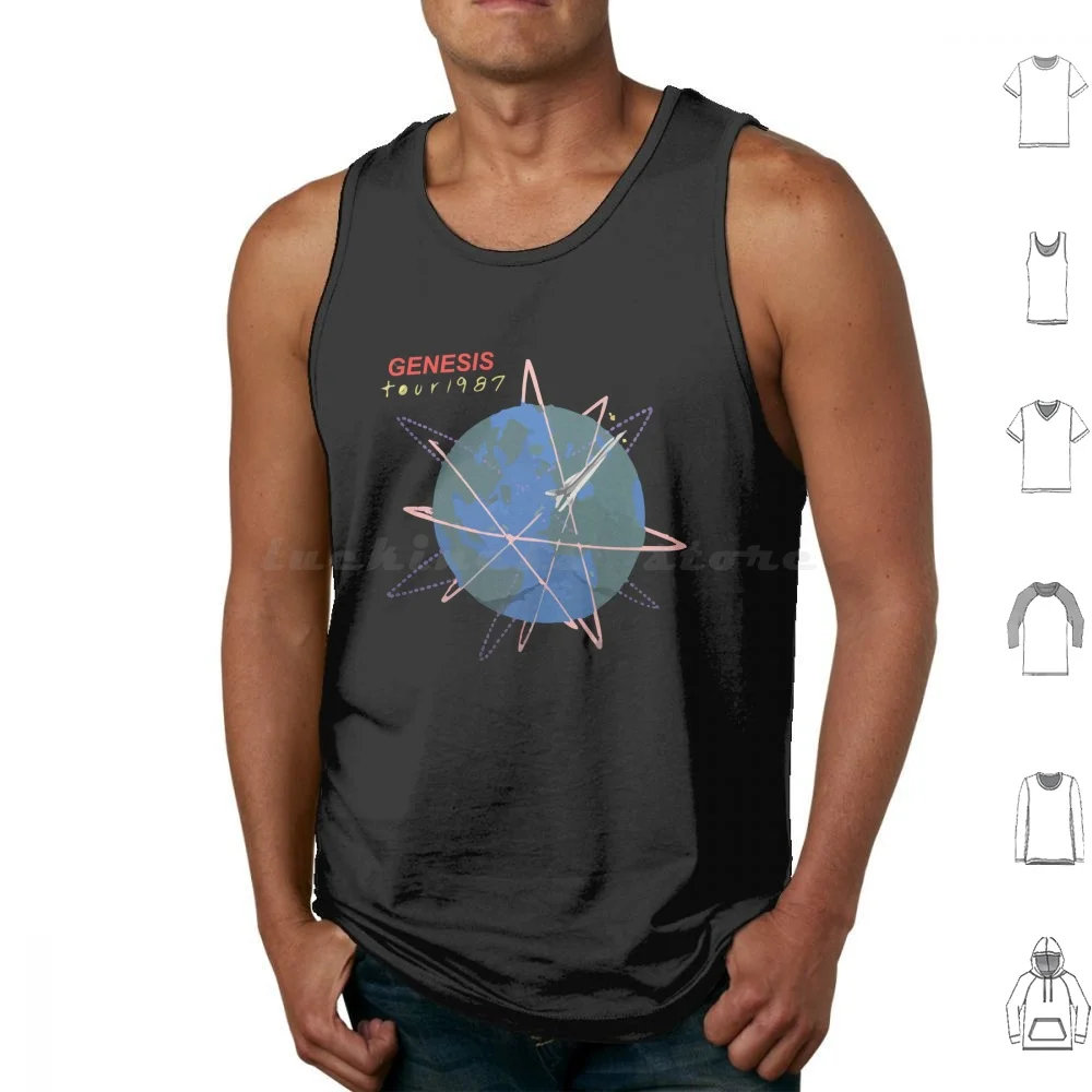 Tour 1987 Tank Tops Print Cotton Genesis Phil Collins Peter Gabriel Classic Music Band