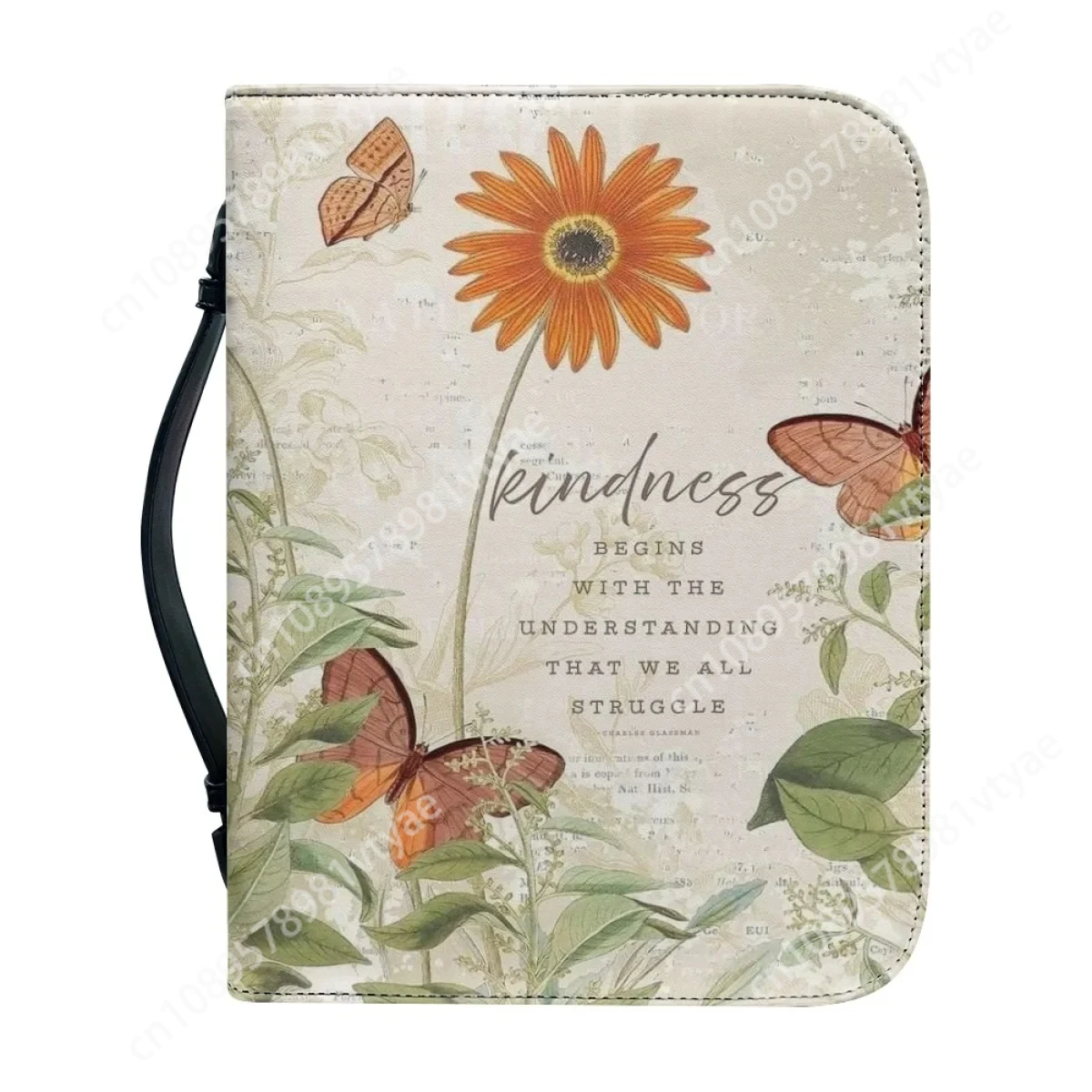 Sonnenblume Schmetterling Design Reise Bibel Trage tasche Veranstalter Taschen Griff Reiß verschluss Luxus neue Mode Bibel Cover Frauen