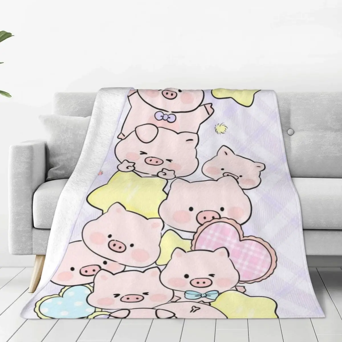 Cute Piggy Lulu Blanket Flange Textile Decor Portable Super Soft Throw Blankets for Home Office Plush Thin Quilt