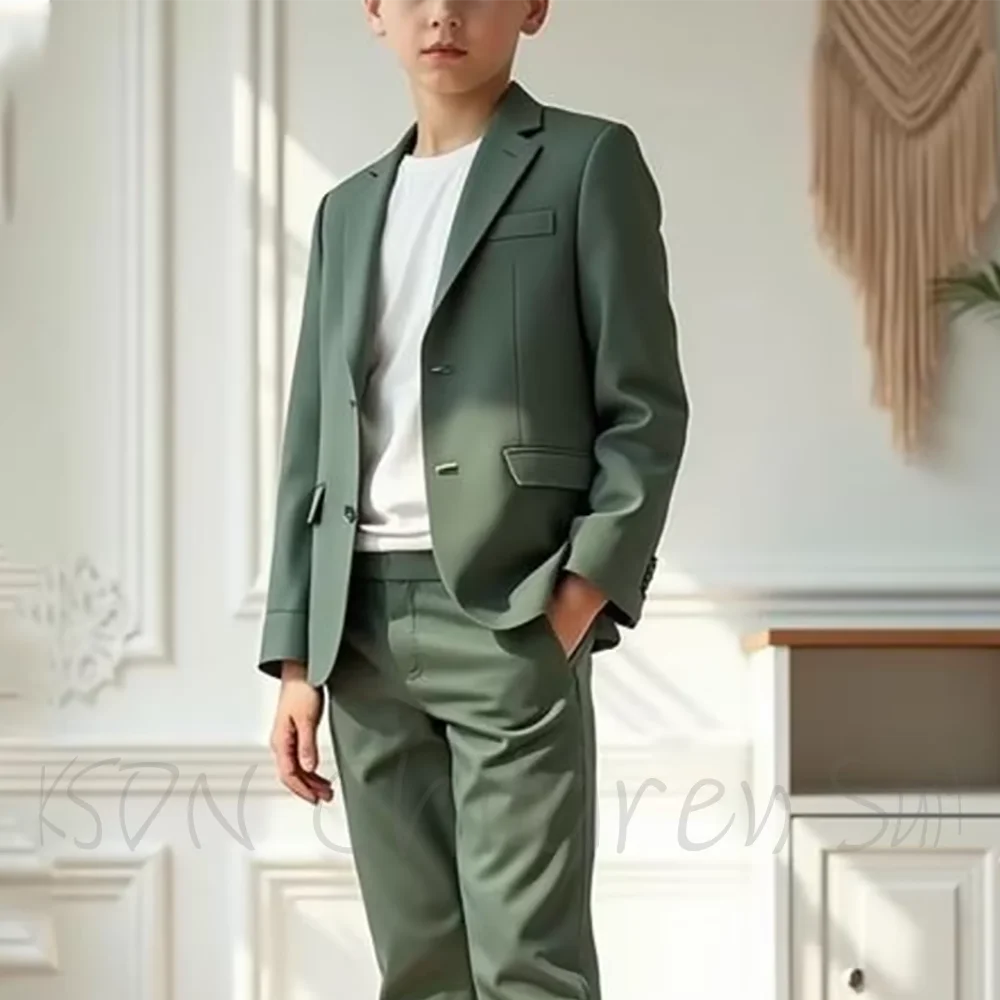 Customized Boys Suit Two Pieces(Jacket+Pants) Single Breasted Fashion Notched Lapel Elegant Boy Outfit Formal Party Sut Set