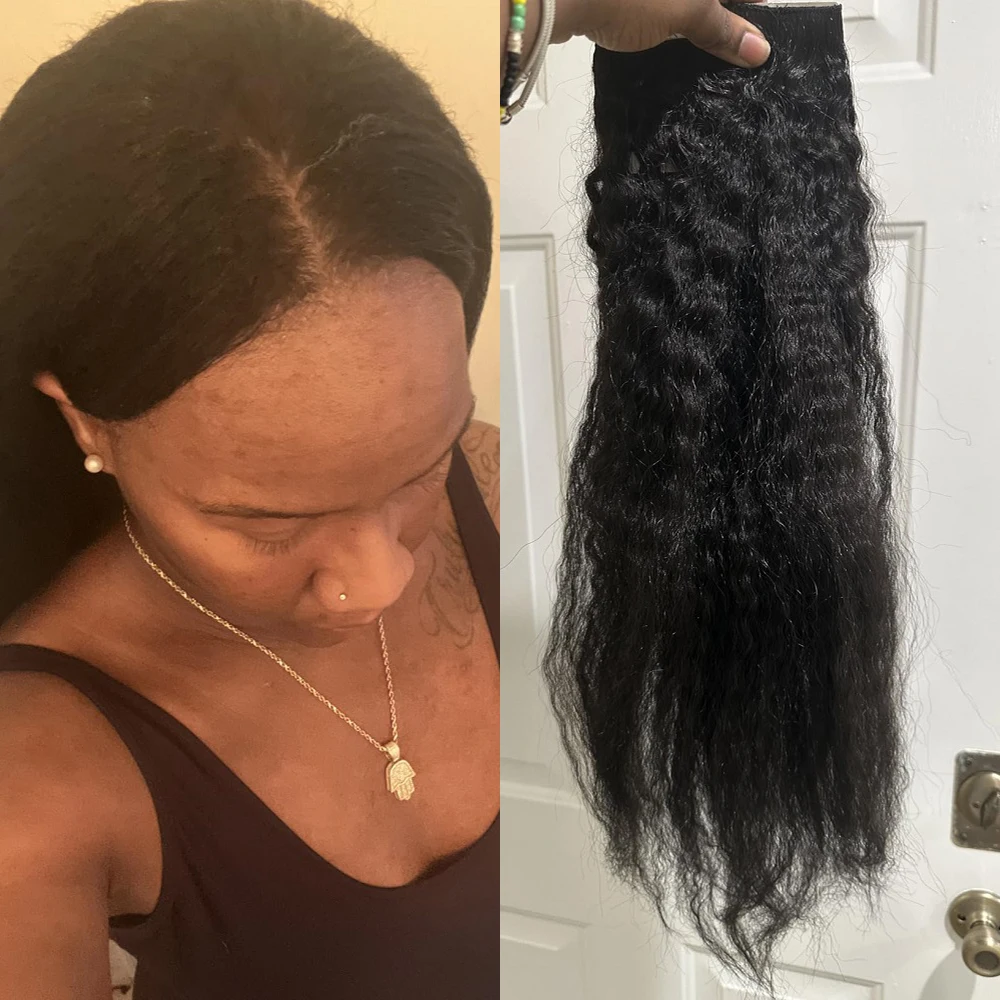 200 グラム焼きストレートクリップエクステンション女性のための自然な黒髪クリップヘアエクステンション目に見えないシームレス