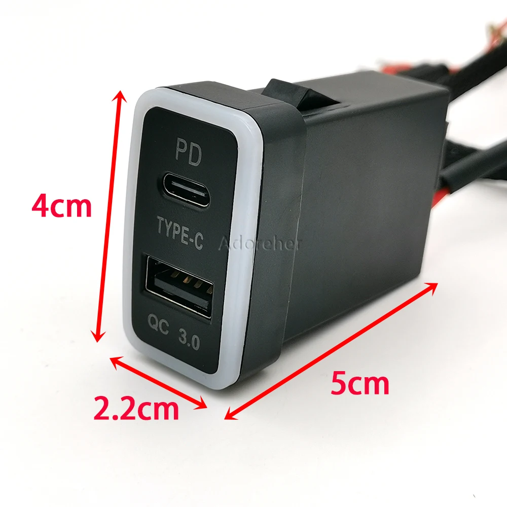 Car TYPE-C PD QC3.0 USB Interface Dual Socket Port Charger Using For Toyota Tacoma Land Cruiser Reiz Hilux Prado 120 FJ CRUISE