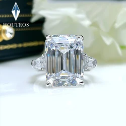 5/10 Carat Emerald Cut Moissanite Engagement Rings for Women D Color VVS1 Three Stone Diamond Ring Wedding Bands Jewelry Gift