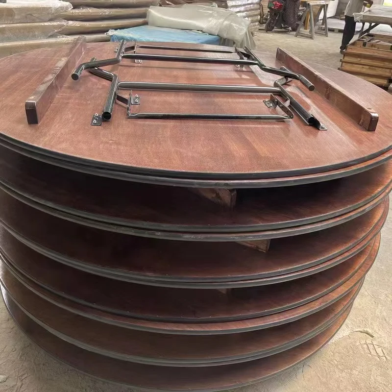 Wholesale Plywood Dining Table Restaurant Wedding Event Banquet Wood Round Dining Folding Table