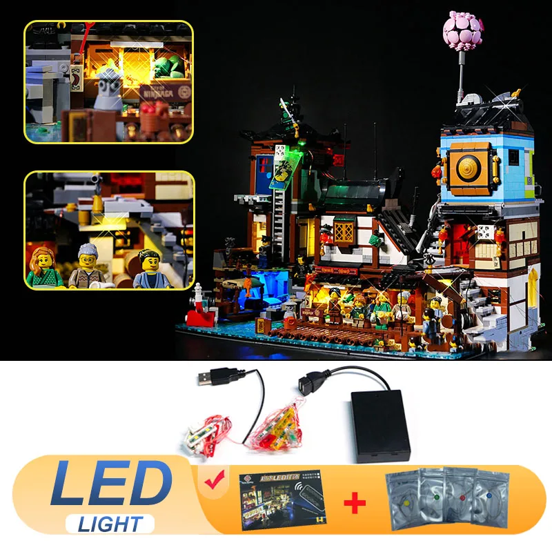 LED Light Kit For LEGO 70657 NINJAGO City Docks 06083 Lamp Toys DIY Gift (Not Include Building Blocks Bricks Kits Sets Model)