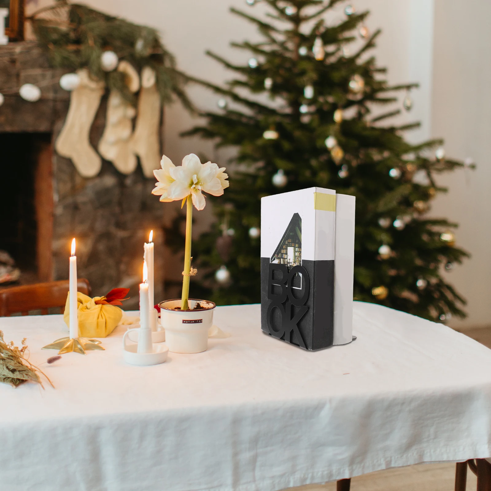 

4Pcs Metal Bookend Simple Design Flat Base Book Holder Decorative Organizer for Home Study Office Book End for Room