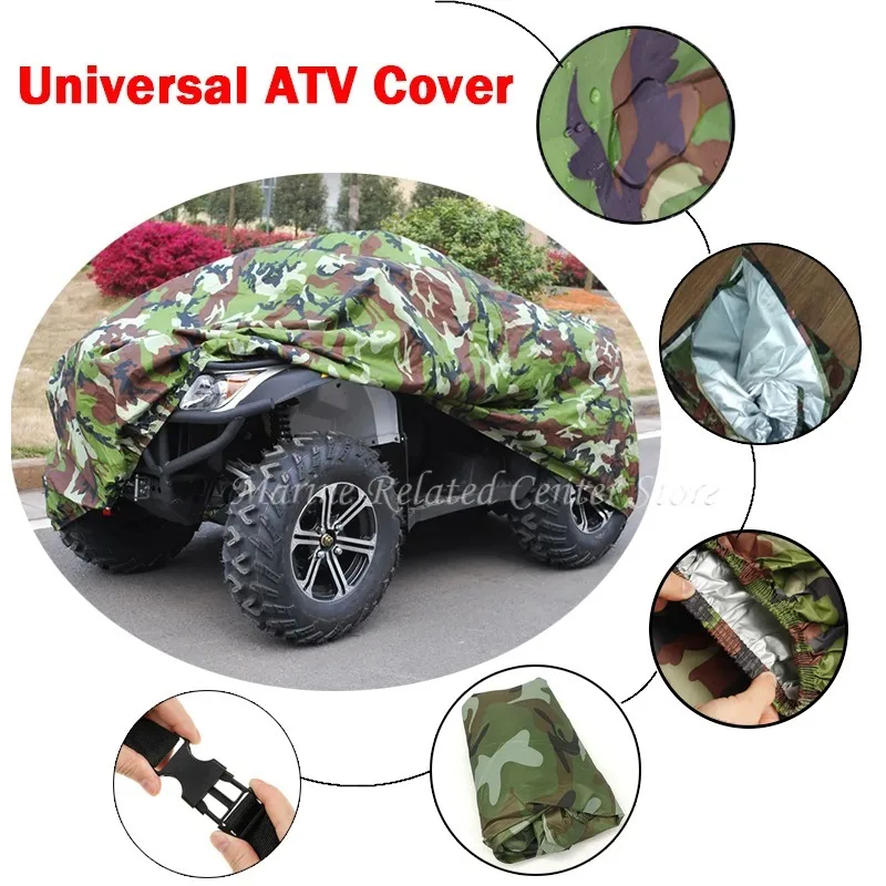 Motorcycle Cover Quad ATV Cover Rain Waterproof Dust Sun UV Snow Protector Cover Universal 190T Camouflage M L XL XXL XXXL