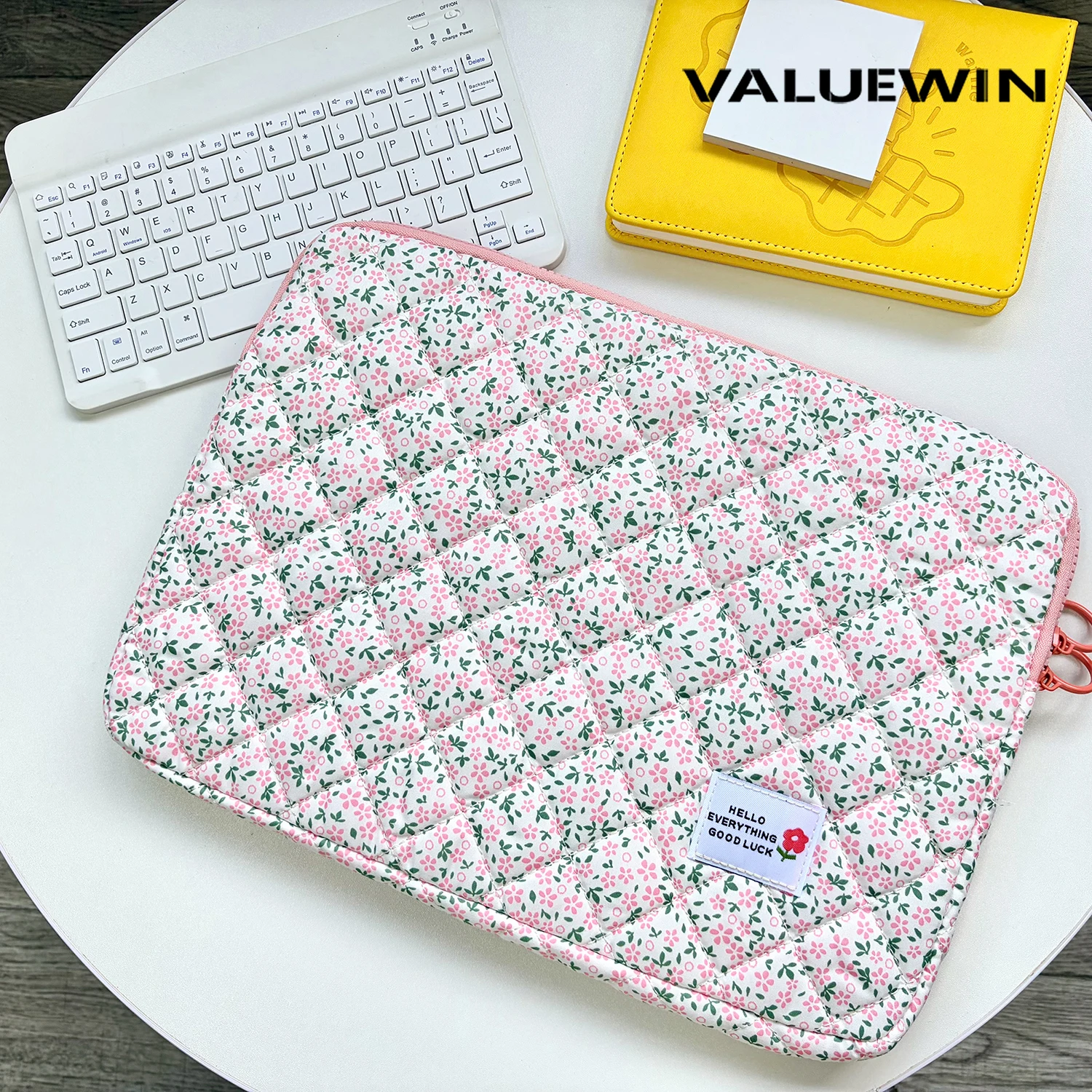 Cute Floral Quilted Laptop Sleeve 14/16 Inch, High-Quality Protective Laptop Case, Portable Laptop Bag for Lenovo/Acer/Dell