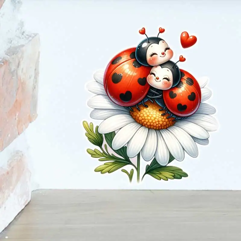 Cute Ladybug Wall Stickers Living Room Sofa Background Decoration Wallpaper For Home Decor Kids room Art Decals  AA20