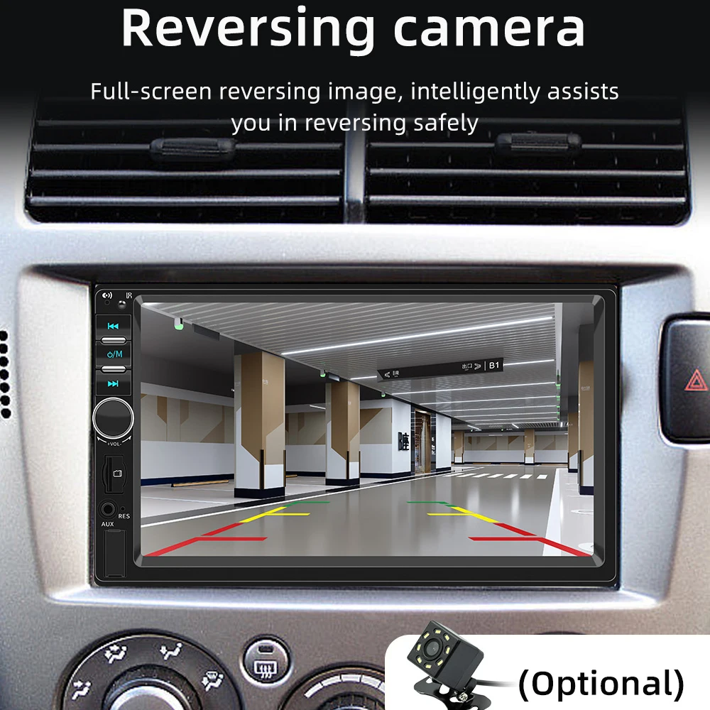 HIPPBQCC راديو السيارة HD 7 "شاشة تعمل باللمس ستيريو بلوتوث 12 فولت 2 Din FM ISO الطاقة Aux مدخل مرآة ربط السيارات مشغل وسائط متعددة #3