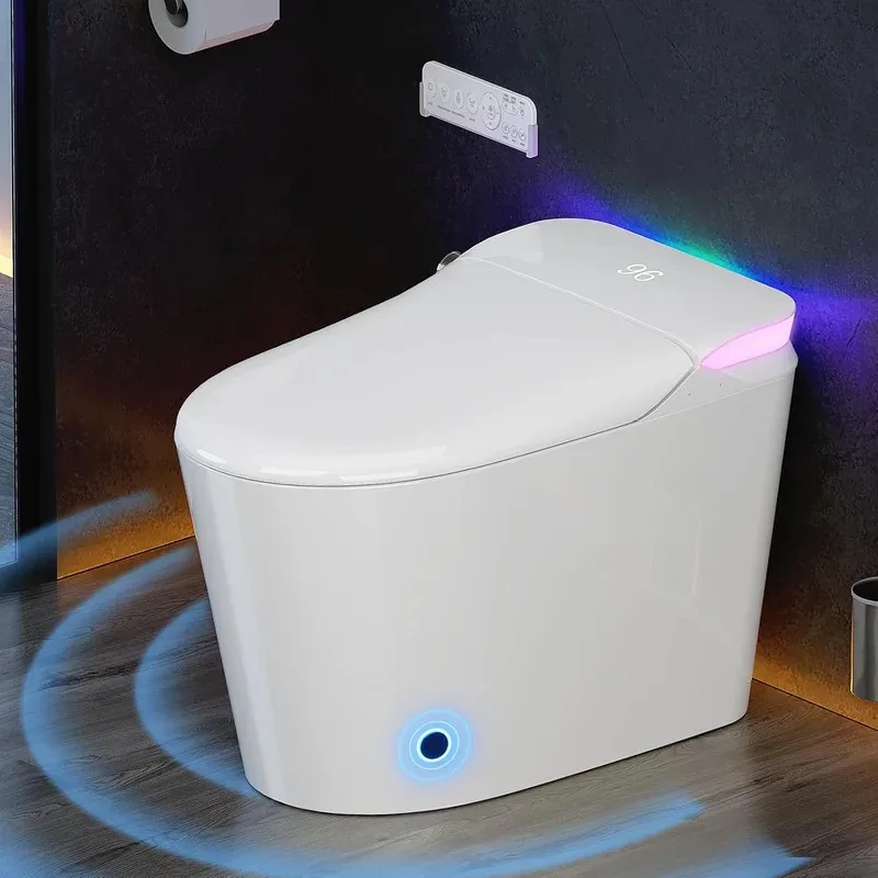 Hcore Smart Toilet with Bidet Heated Seat, Night Light-Tankless One Piece, Auto Close Deodorization, Dryer, Foot Sensor-Bathroom