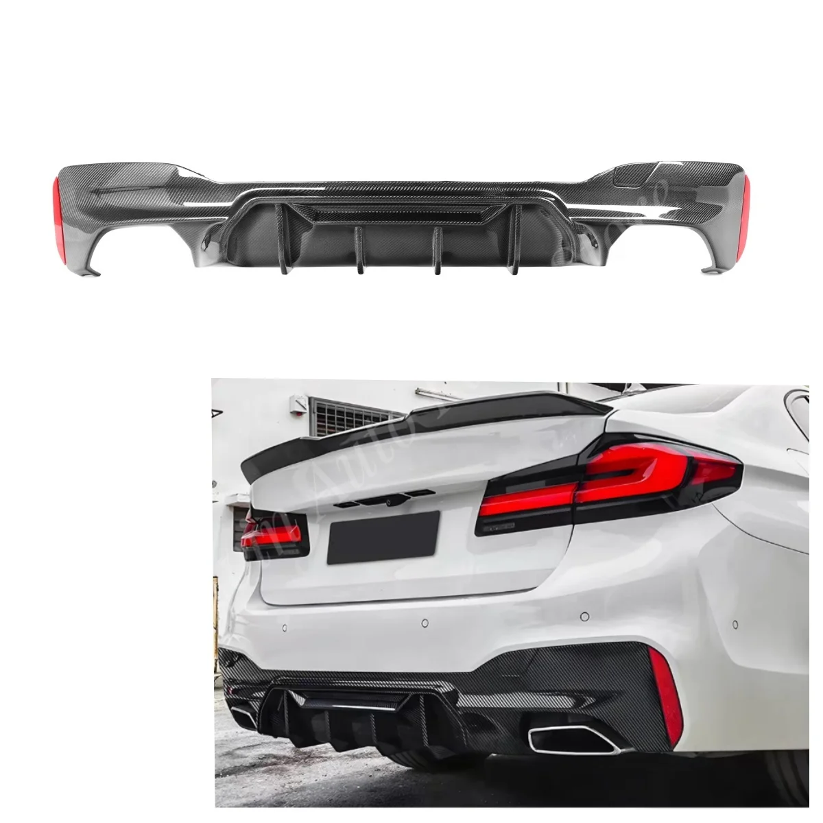 Real Carbon Fiber Rear Diffuser for BMW 5 Series G30 Sports 2017-2026 Body Kit Rear Bumper Diffuser Accessories