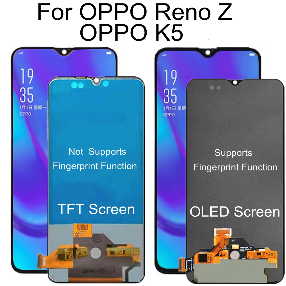 6.4  TFT LCD For OPPO Reno Z CPH1979 LCD Display Touch Screen Digitizer Assembly Replacement For OPPO K5 PCNM00 LCD