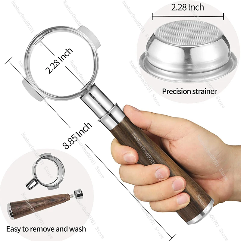 58mm Bottomless Portafilter Compatible with Expobar, Rocket, Rancilio, Faema and Wega with 1 Cup Filter Basket Included