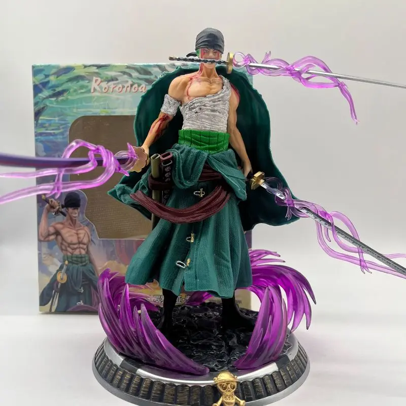 22 cm Gk Fight A Bloody Battle Roronoa Zoro One Piece Anime Figurstehree Knives Mighty Stunts Statue Modell Sammlung Jungen Spielzeug