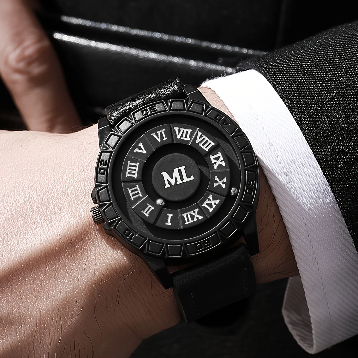 

2025 модные креативные часы с шарикоподшипником, мужские спортивные часы, магнитный шариковый дисплей, кожаный ремешок, кварцевые наручные часы для мужчин