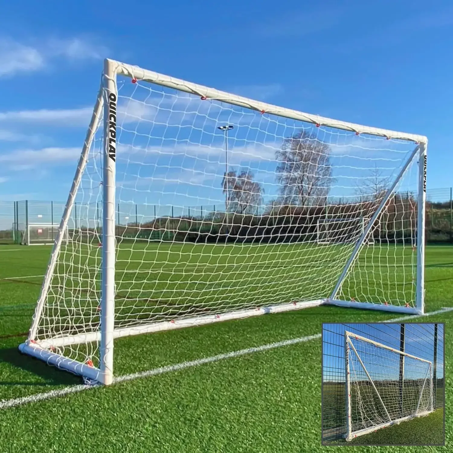Q-Fold Soccer Goal | 30-Second Folding Design for Easy Setup | Portable & Weatherproof uPVC Soccer Goal for Backyard | Durable