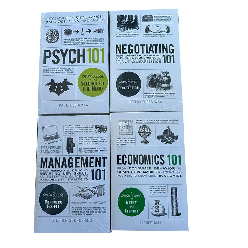 4Book/set 101 Series for Management,Economics,Negotiating,PSYCH Book in English