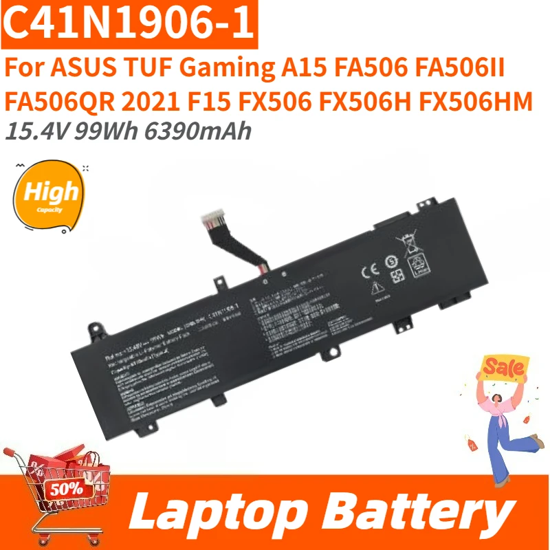 High Capacity 15.4V 99Wh 6390mAh Laptop Battery C41N1906-1 For ASUS TUF Gaming A15 FA506 FA506II FA506QR 2021 F15 FX506 FX506H