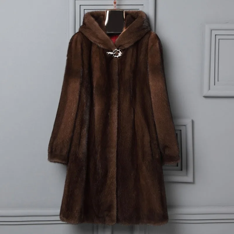 Women's Autumn Winter Top Coat Faux Fur Hooded New Warm Retro Simple Loose Casual Design Fashion Advanced Niche Versatile Skinny