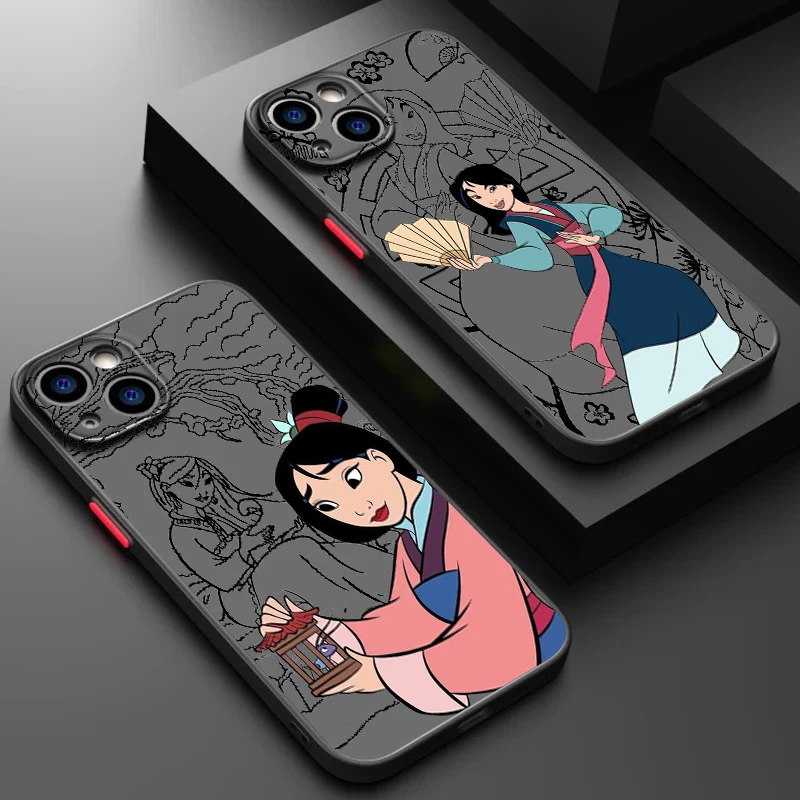 Disney Mulan Brave Beautiful Frosted Translucent For Apple iPhone 15 14 13 12 11 XS XR X 8 7 SE Pro Max Plus Mini Funda