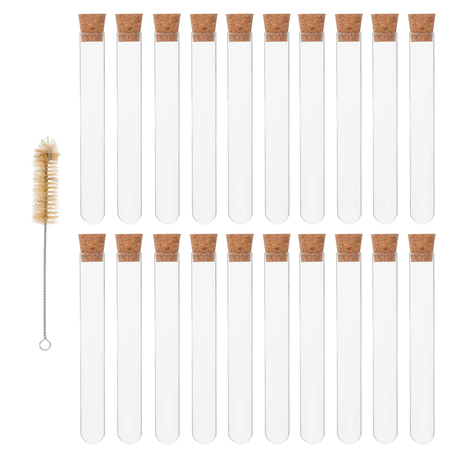 20Pcs Glass Test Tubes 20x150mm Clear Premium Material Cork Stoppers Leak Proof Portable for Sample Lotion Liquid