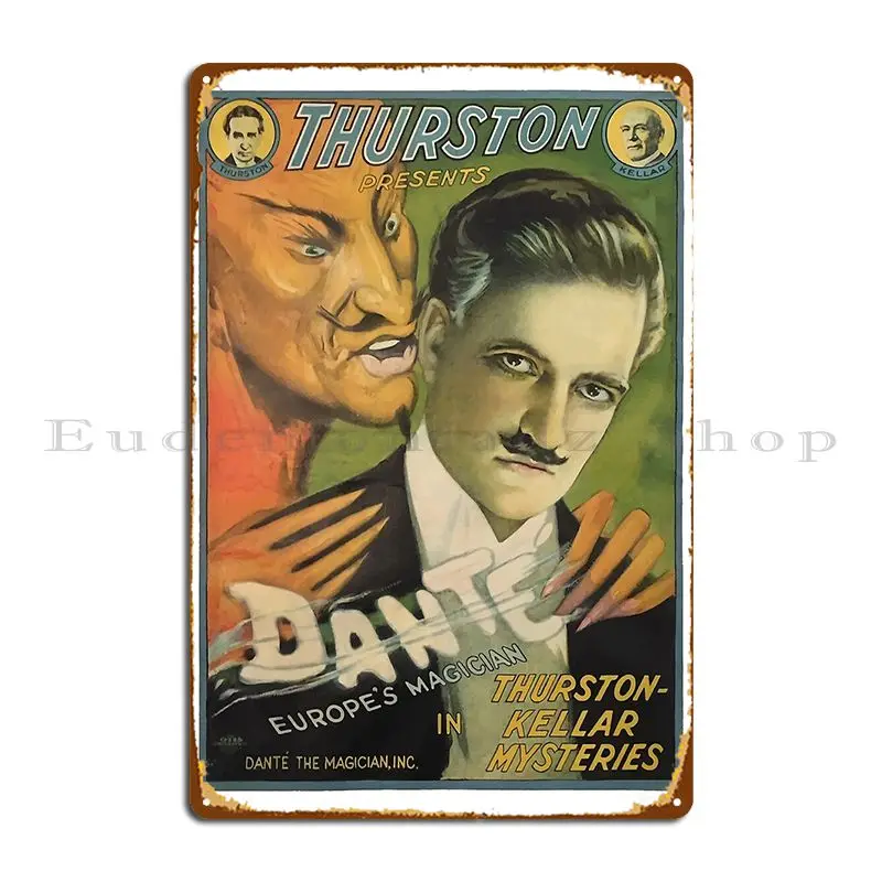 Thurston Presents Dante Europes Magician Vintage Poster Monsterplanet Metal Plaque Iron Plaques Designing Cave Tin Sign Poster