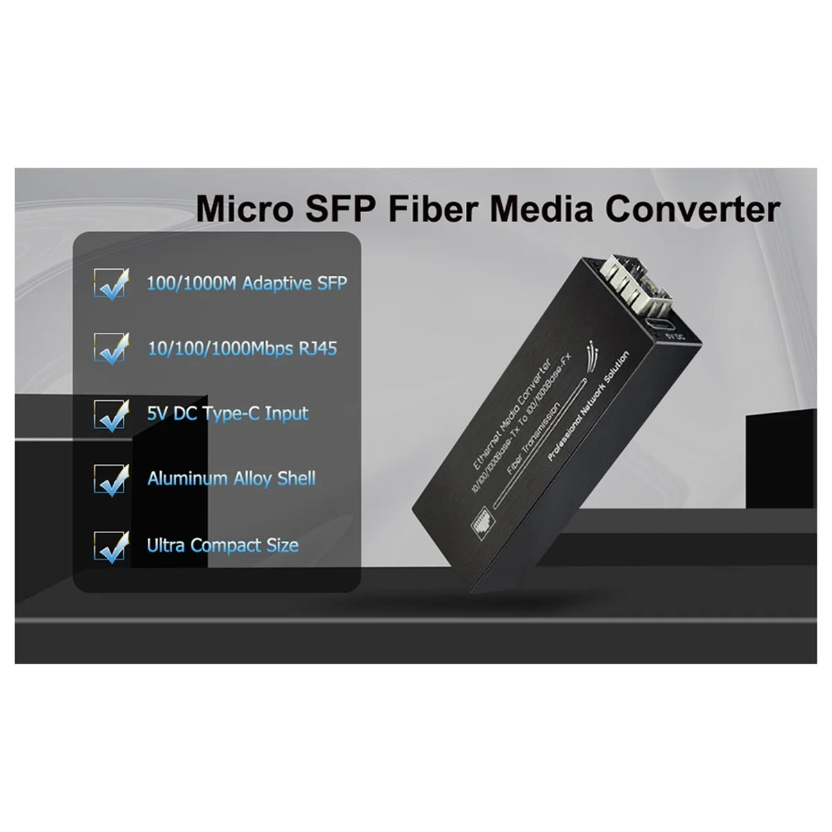 

Миниатюрный гигабитный оптоволоконный медиаконвертер AS62, 1000 Мбит/с Ethernet, с модулем SFP 1310 нм, одномодовый, 20 км, с входом Type-C, вилка стандарта США