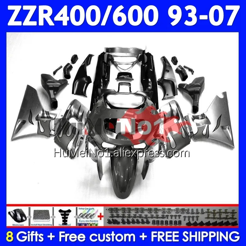 ZZR-400 For KAWASAKI NINJA Grey flames ZZR 400 1993 1994 1995 1996 1997 1998 238No.118 ZZR400 99 00 01 02 03 04 05 06 07 Fairing