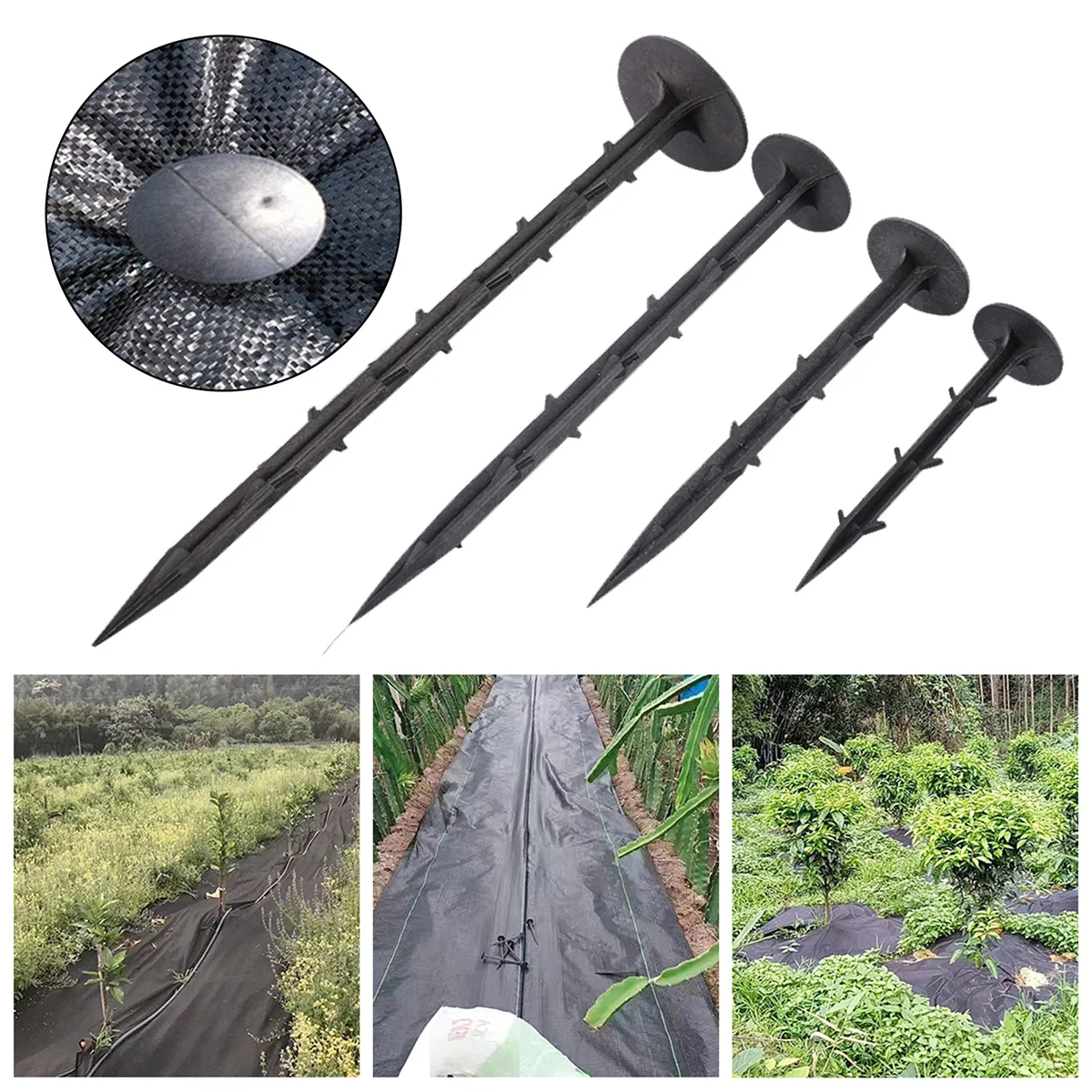 Plastic Black Ground Nail Pest Control Film Fixed Stake Sunshade Soil Insect Net Supporter Garden Yard Plant Support Fixing Tool