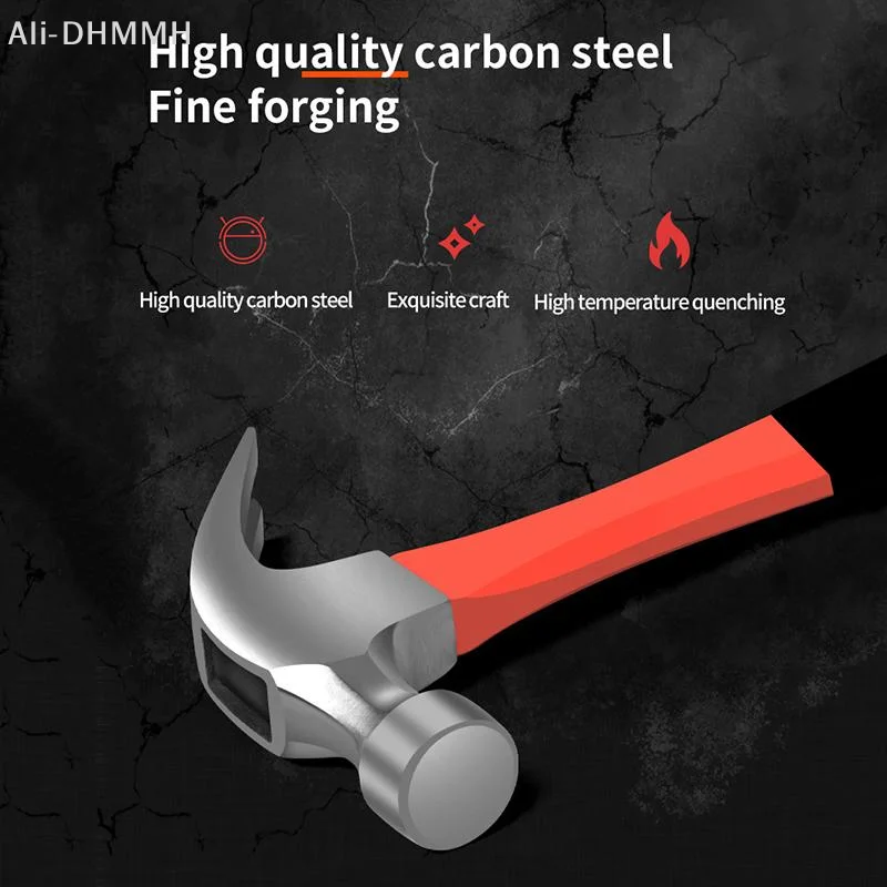1Pcs Multi-function Woodworking Nail Wooden Handle Shock Absorption High Carbon Steel Claw Hammer Durability Car Household Tool