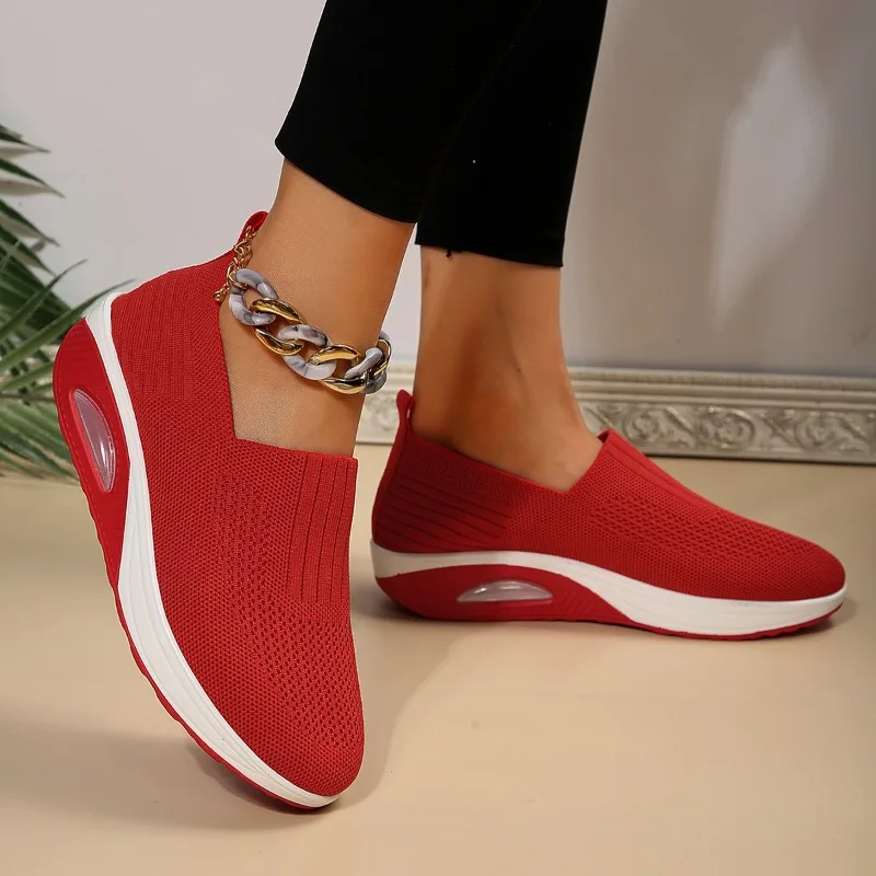 2024 Women's Summer New Fashion Round Toe Shallow Mouth Slip-On Vulcanized Shoes Daily Casual Comfortable Walking Sports Shoes