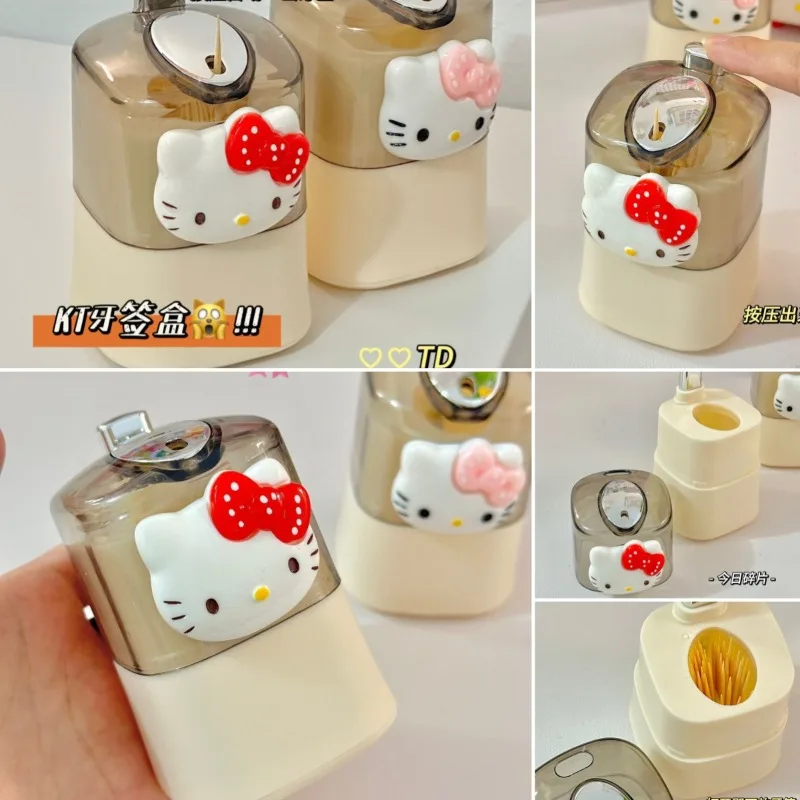 

Sanrio Hello Kitty держатель для зубочисток домашняя коробка ресторан коробка для зубочисток удобная автоматическая всплывающая зубочистка украшение для рабочего стола