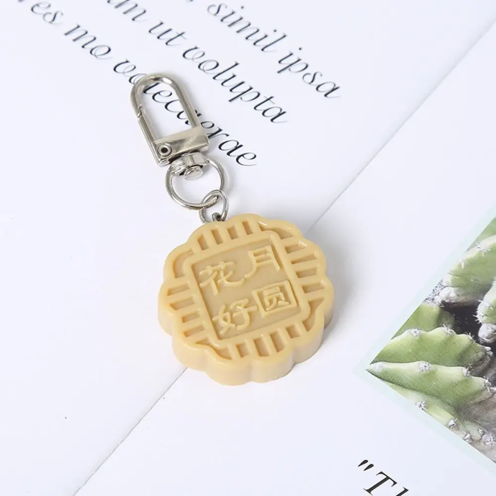 Modny brelok do kluczy z PVC Mid-Autumn Cute Lucky Mooncake Pendant Blessing Mini Moon Cake Keyring Backpack Decor