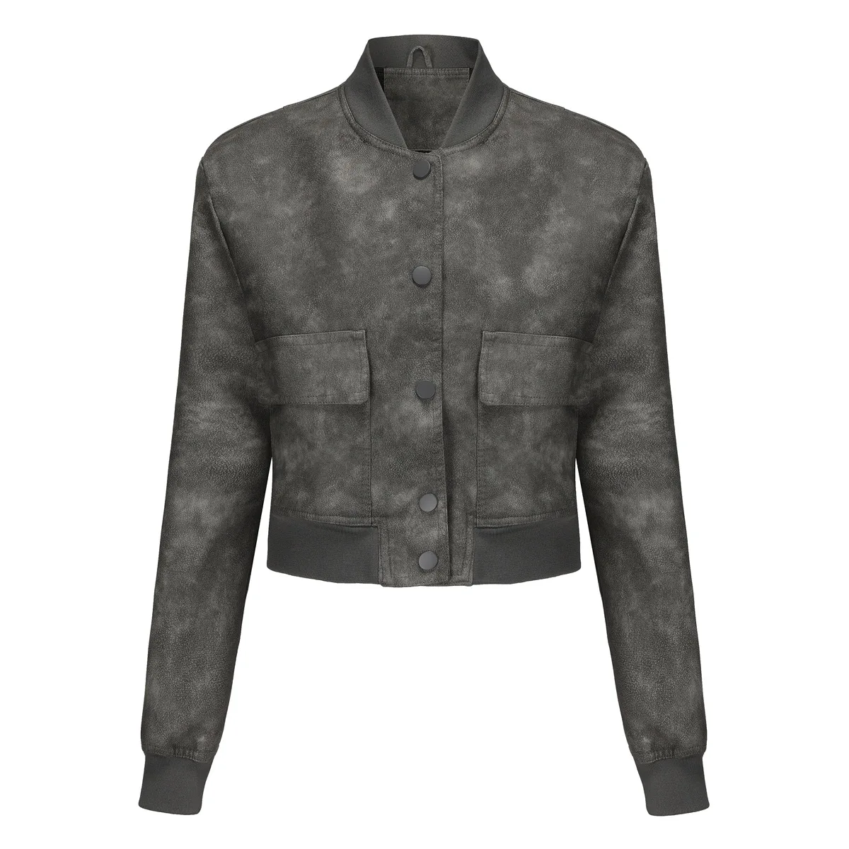 معطف نسائي مريح وفضفاض من جلد البولي يوريثان أنيق كاجوال بأكمام طويلة وجيب أمامي مقاوم للرياح وسهل المطابقة معطف يومي