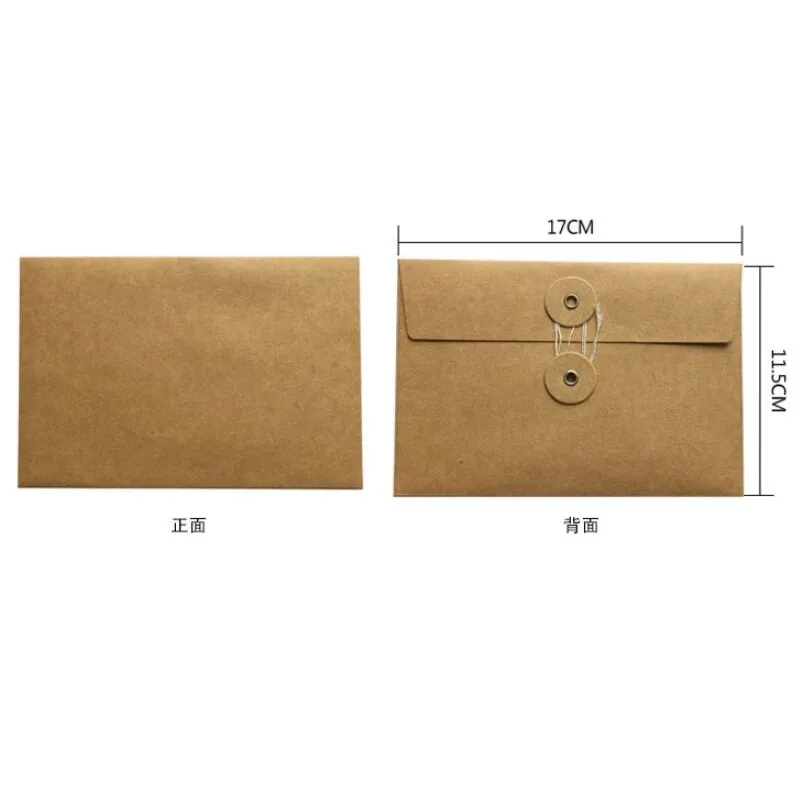 10pcs Vintage Hemp Rope Buckle Cowhide Envelopes Office School Supply Letter Paper Sticker Storage