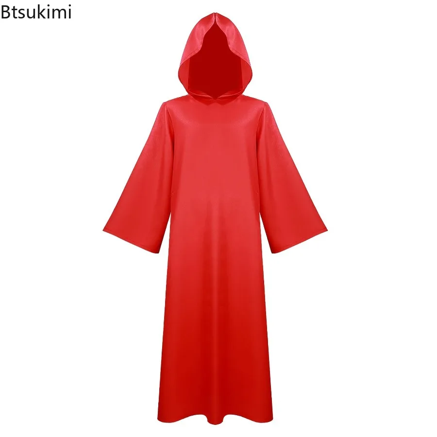 Medieval Multi Color Hooded Cloak Retro Wizard Jedi Long Sleeve Black Cloak Halloween Carnival Party Vampire Role Play Costume - view 5