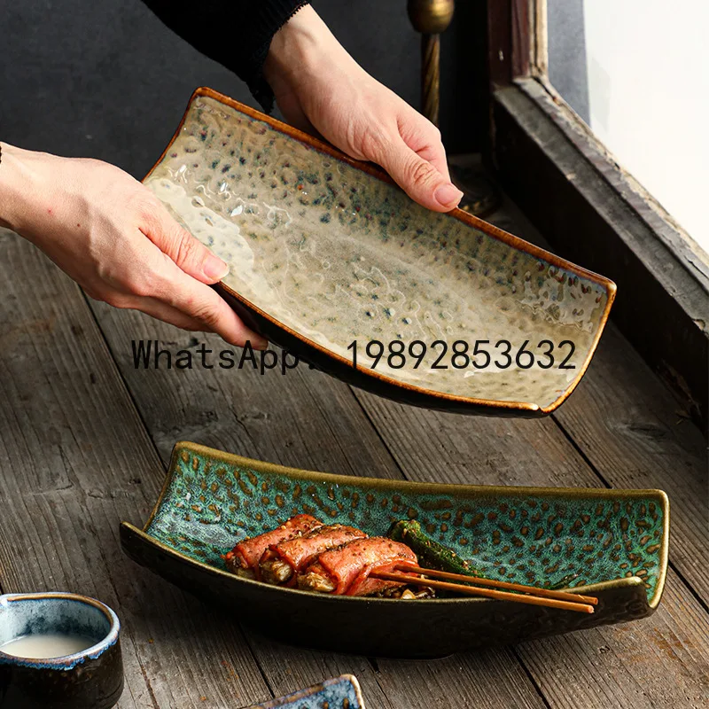 9.5inch boat-shaped warped corner plate hotel restaurant commercial for home fish plate pickled cabbage creative