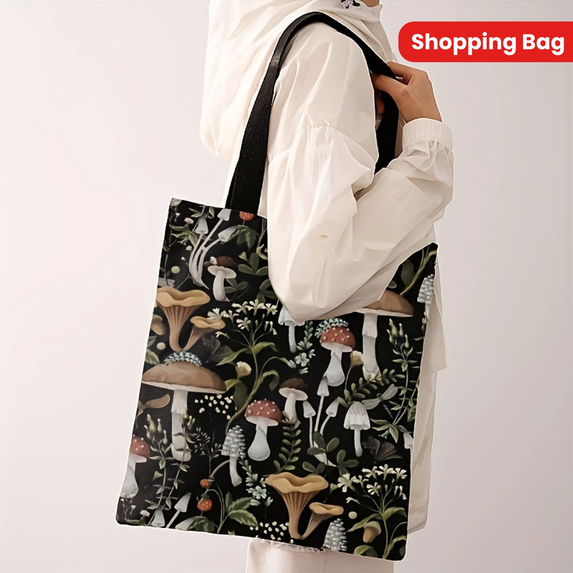 

Сумка с принтом грибов, повседневная дорожная пляжная сумка, повседневные сумки через плечо, сумка-тоут, сумка для покупок, сумка для продуктов с принтом