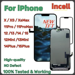 NEW TFT LCD display, 3D touch screen digitizer for iPhone X, XS, Max, 11 Pro, 12 Pro, 12 Mini, 13, 14 Plus, 15 Plus, incell