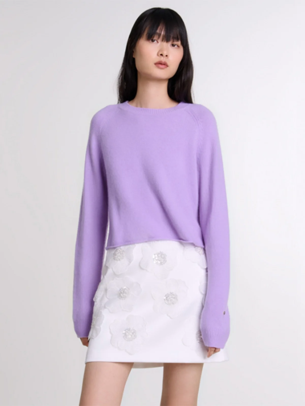 

M Home Autumn Winter New Sle Women's Casual Purple ort Knitted Top Loose Fit round Ne Long Sve Color