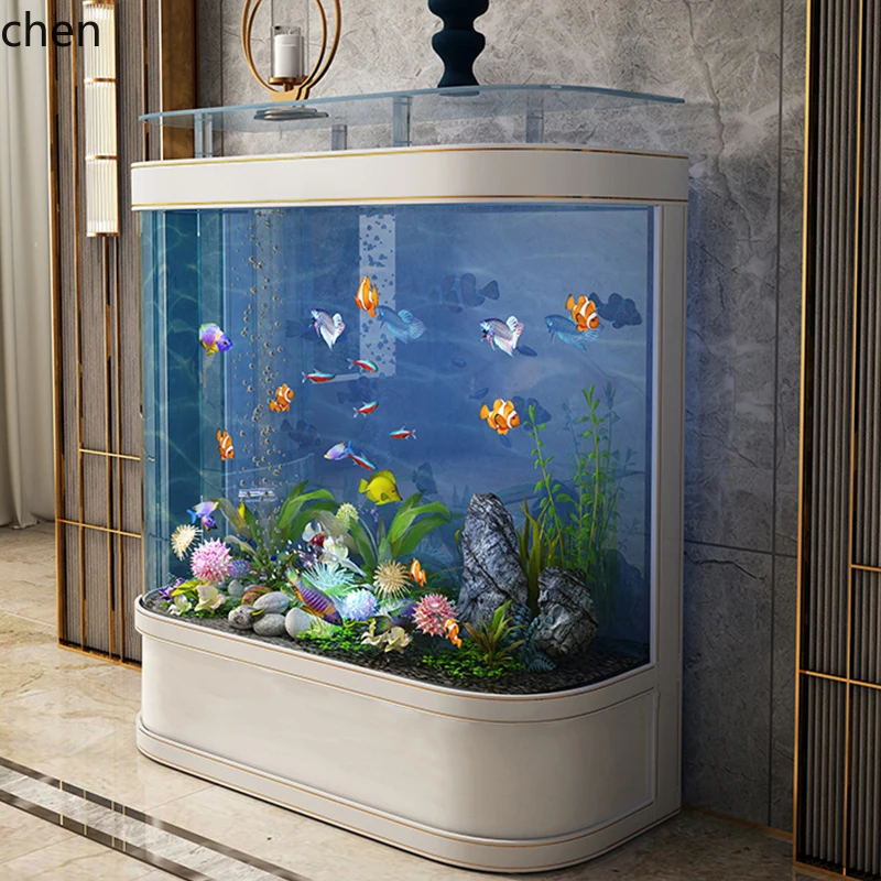 

LXC simple ecological arc big bend against the wall living room lucky household goldfish tank aquarium free of water change