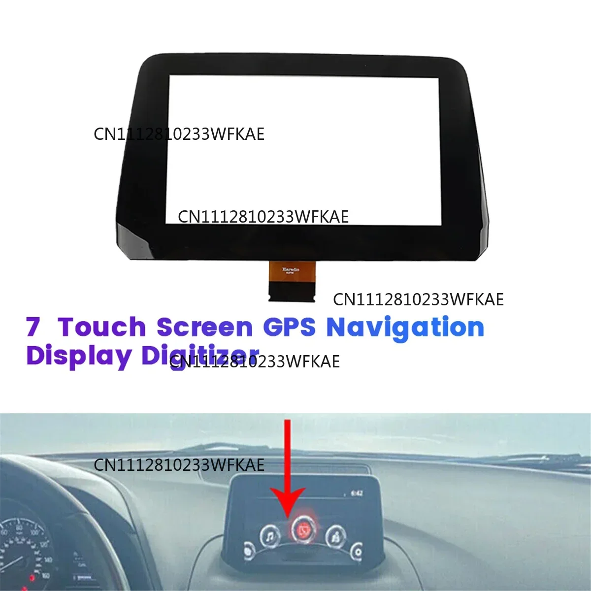 B61A611J0 7inch Touch-Screen for Mazda 3 Sport 2017-2018 GPS Navigation Display Touch Screen Digitizer B61A-61-1J0A
