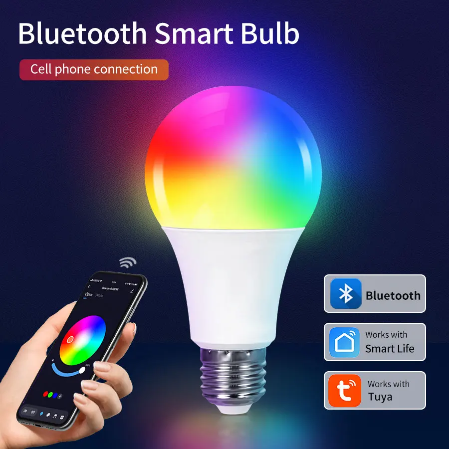 

Tuya Bluetooth Smart LED Bulb RGBCW E27 220V 110V Light Bulb Smart APP Control Dimmable For Living Room Bedroom Decor Light