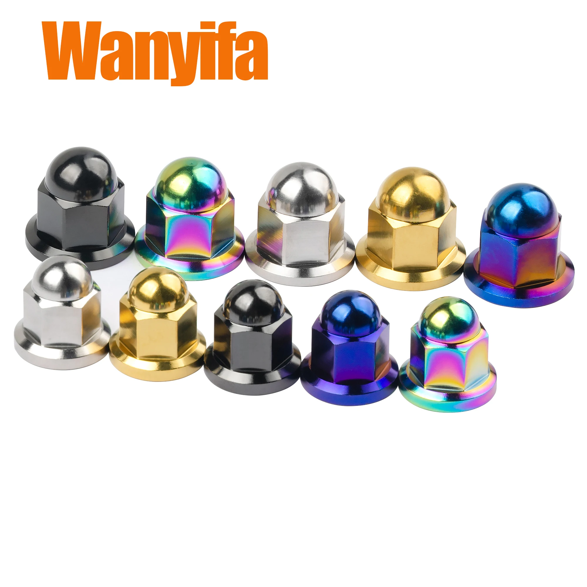 Wanyifa-Flange Seal Bolt Cap, Porca de titânio, M6, M8, M10, Motocicleta, 6 peças